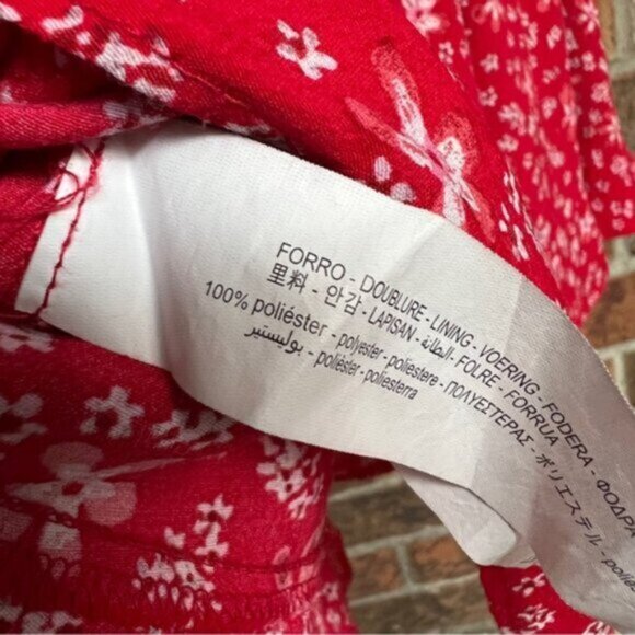 Zara Red & White Floral Mini Dress Sz M - Picture 5 of 8